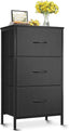 Black 3 Drawer Dresser Nightstand For Bedroom Compact
