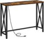 Rustic Brown Sofa Table With Power Outlet And USB Ports