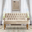 Warm Beige Tufted Linen Love Seat For Small Spaces