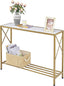 Gold And White Narrow Console Table With Shelves 41 Inch Long