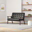 Mid-Century Modern Faux Leather Loveseat Sofa 2-Seat