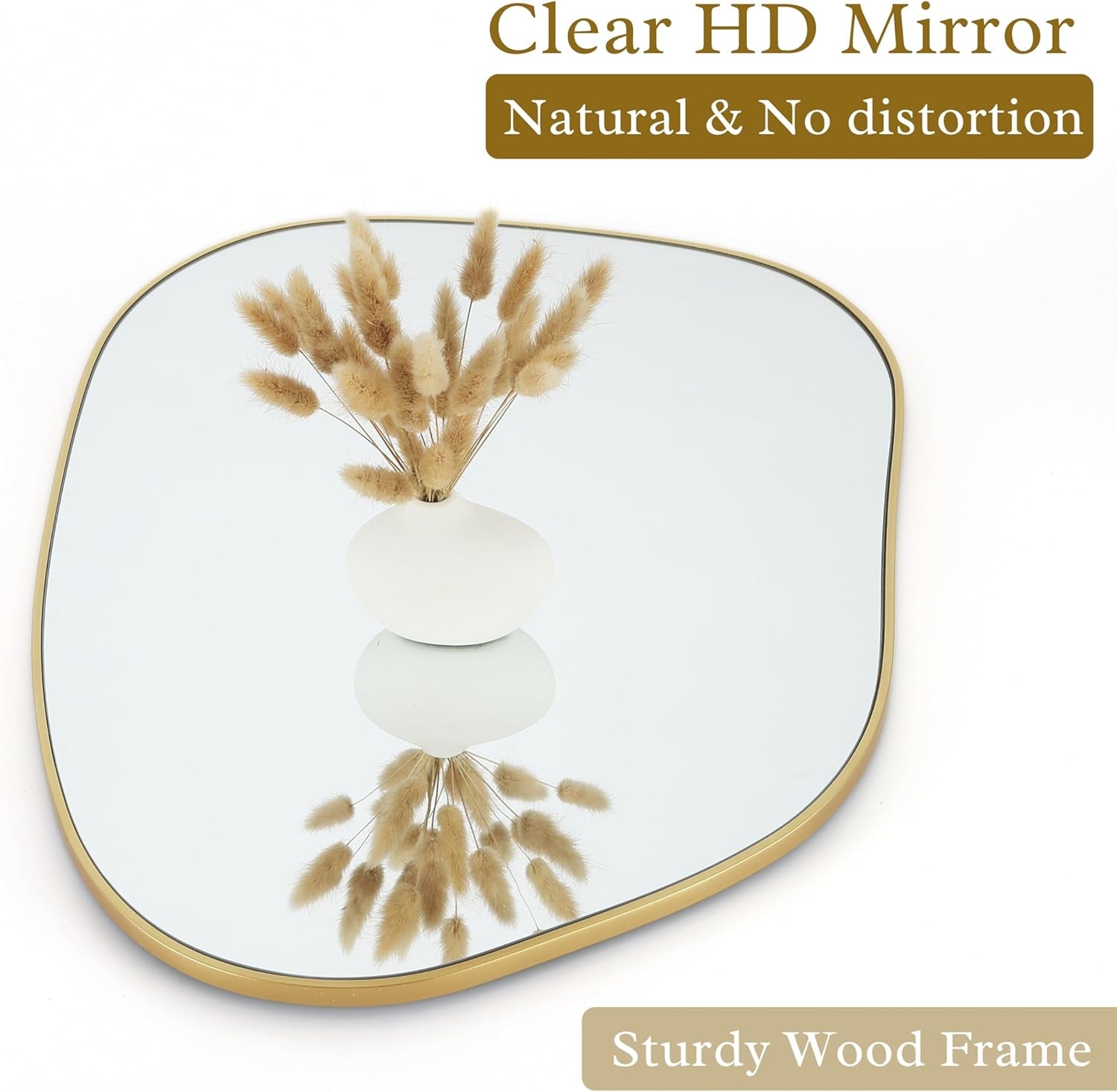 Asymmetrical Gold Mirror 28 By 20 Inches Wood Frame Secondary image