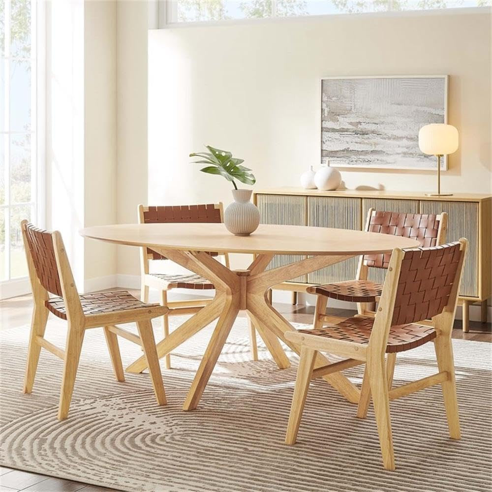 Crossroads 71 Inch Oak Oval Dining Table Mid Century Main image