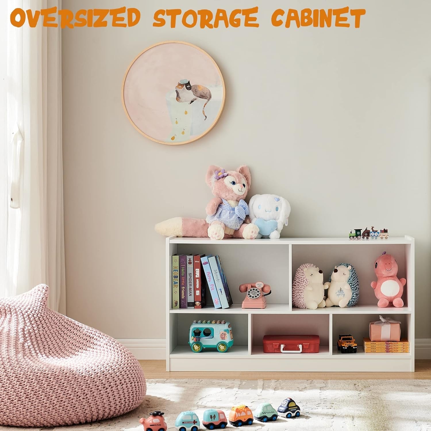 Wooden Toy Organizer and Bookshelf 5 Section Kid Storage Secondary image