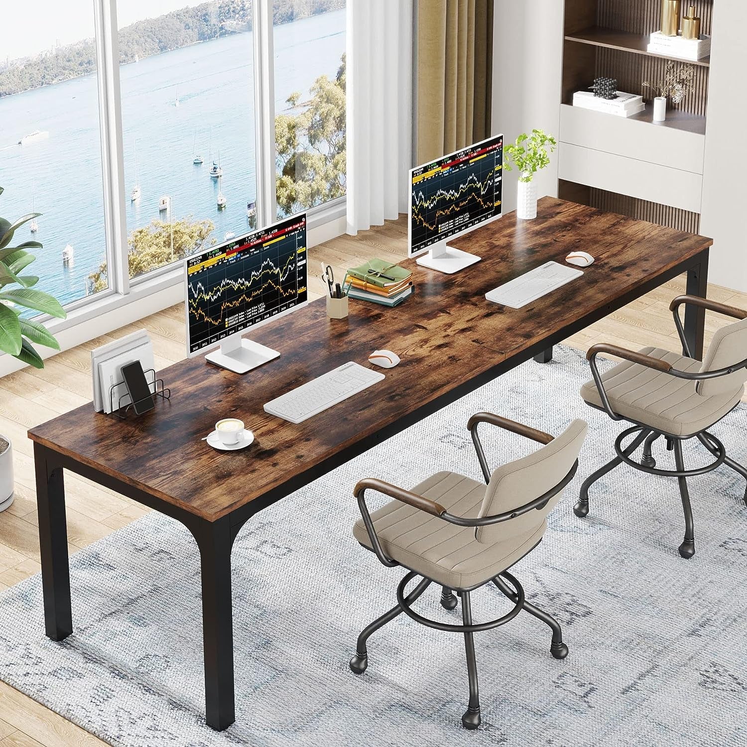 78 Inch Extra Long Two Person Computer Desk For Home Office