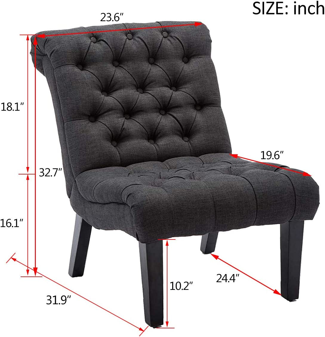 Gray Accent Chair With Wood Legs For Living Room Decor