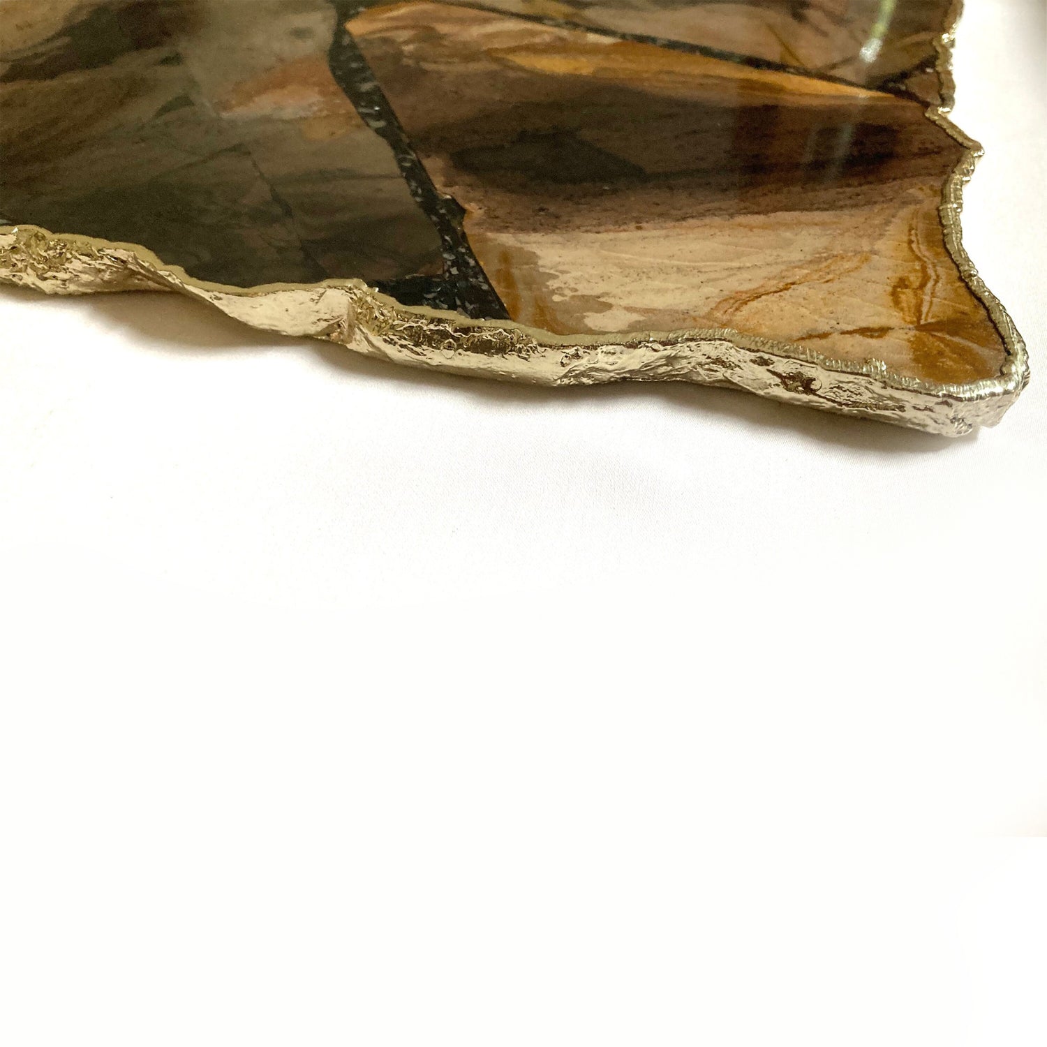 Large Brown Agate Serving Tray With Brass Handles/Personalised Secondary image