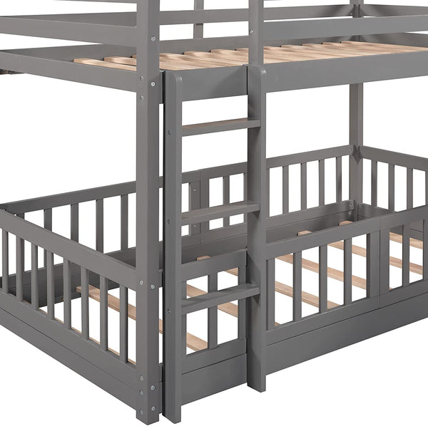 Twin Metal Bunk Bed Frame Black With Convertible Ladder