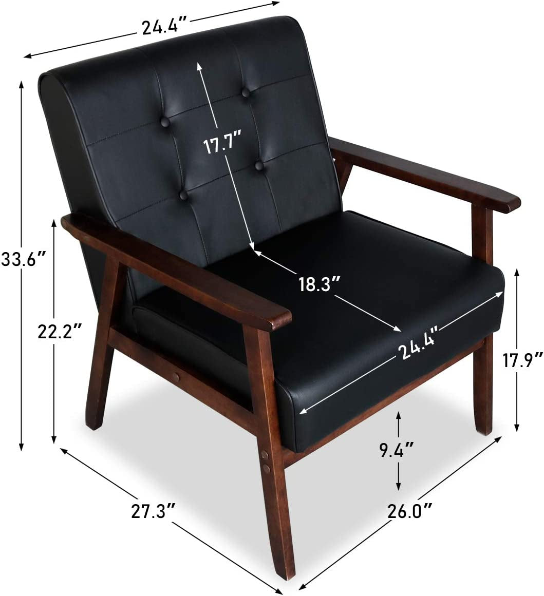 Mid Century 3 Piece Sofa And Chair Set With Black Wood Arms