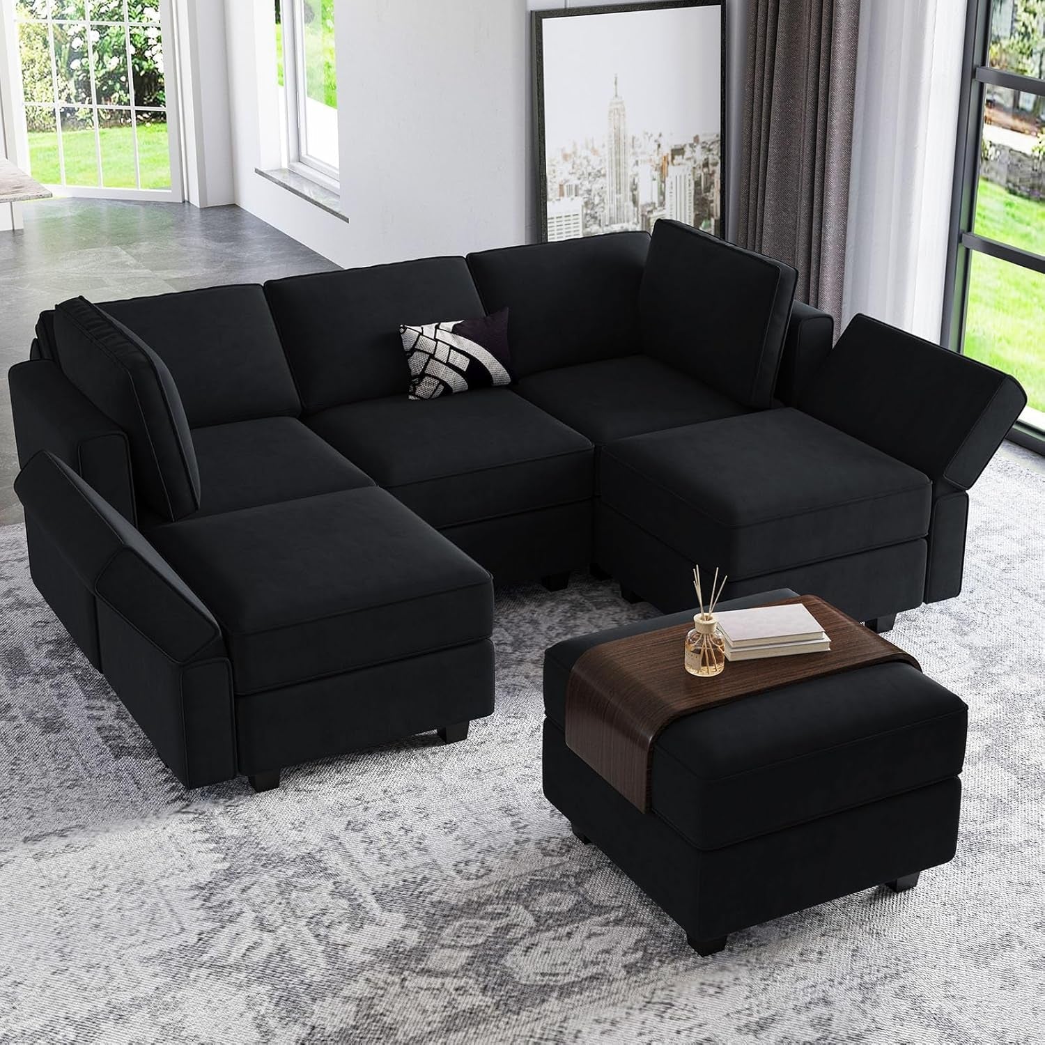 Modular Velvet Sectional Sofa With Chaise For Living Room Main image