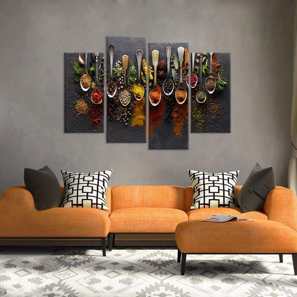 4 Piece Spice Spoon Canvas Art Set For Kitchen Wall Decor Secondary image