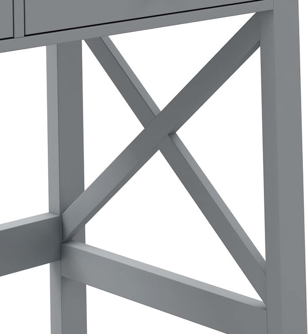 Home Office Desk Grey With Two Drawers Computer Table
