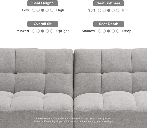 Gray Fabric Twin Futon Sofa Bed With Arms For Small Rooms