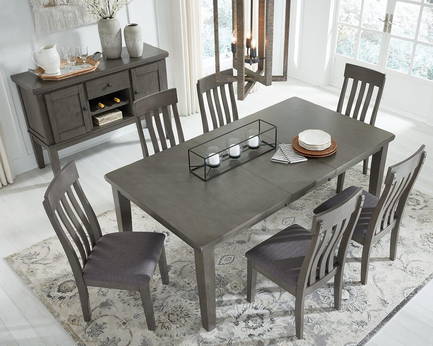 Hallanden Modern Farmhouse Butterfly Extension Dining Table Dark Gray Main image