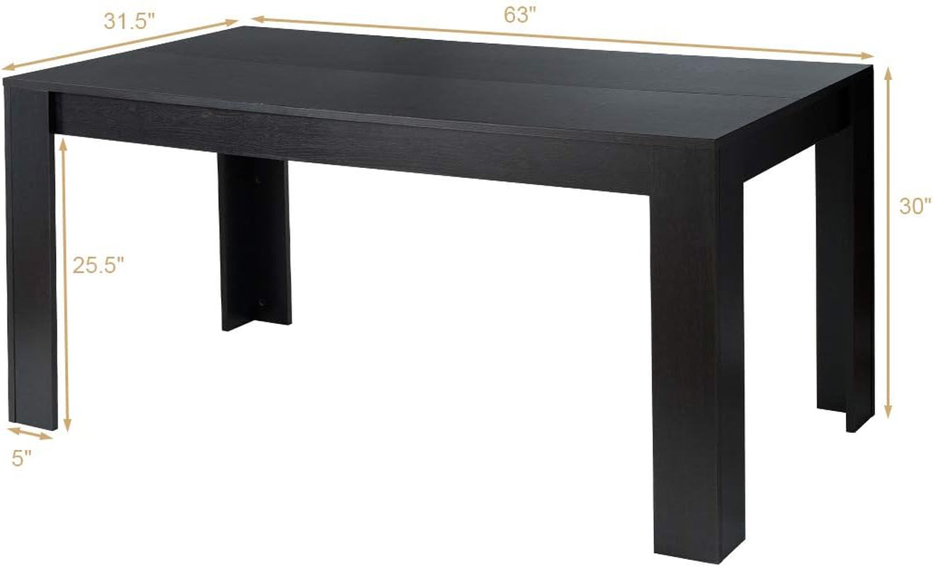 63 Inch Black Dining Table For 6 Modern Home Kitchen Secondary image