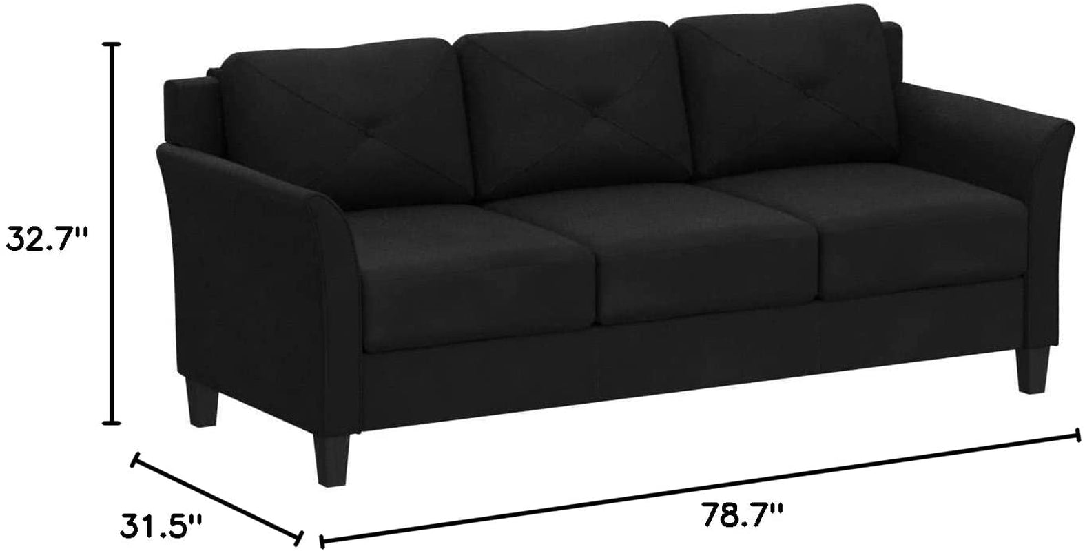 Grayson Sofa Black Button Tufted Rolled Arm Living Room Secondary image