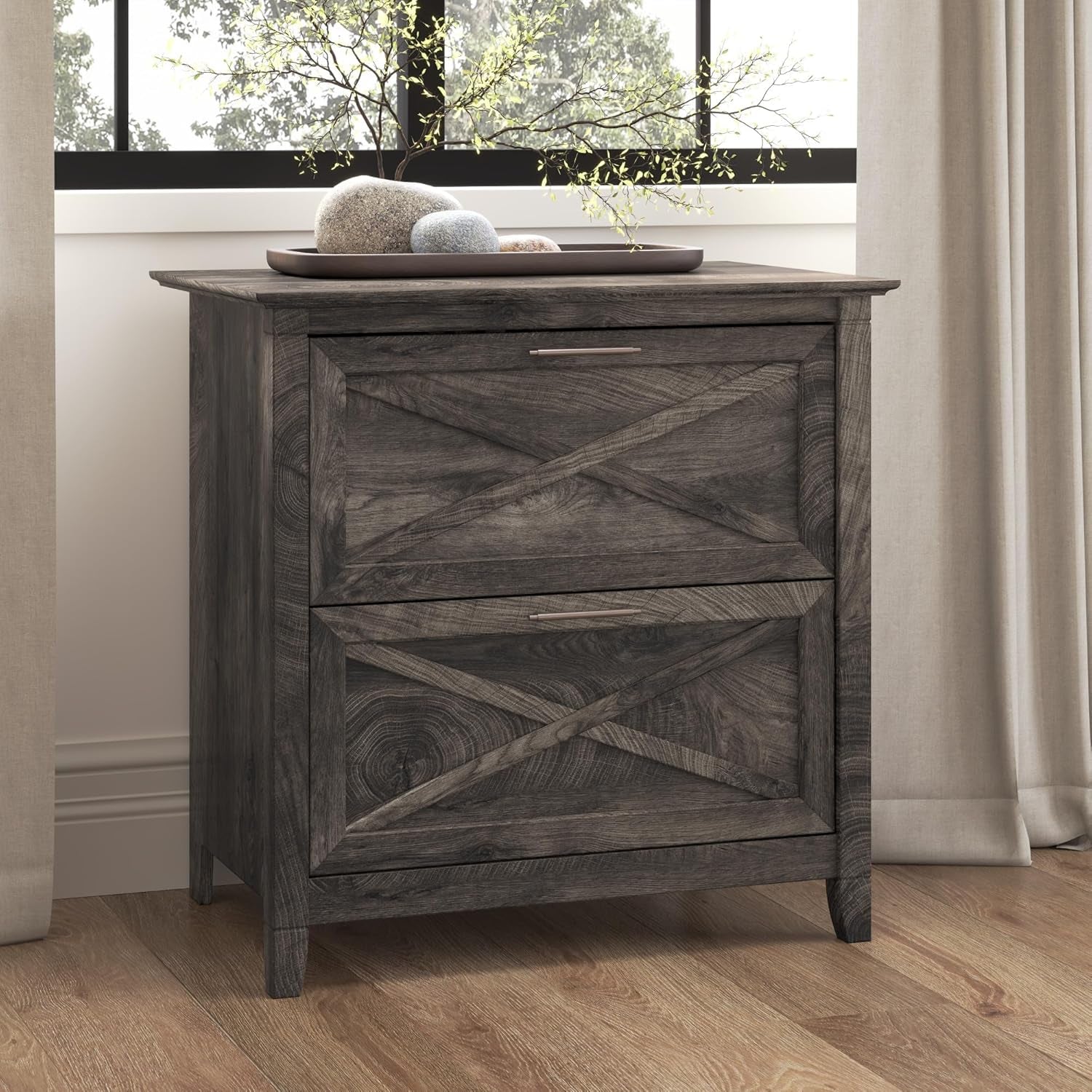 Key West 2 Drawer Lateral File Cabinet Dark Gray Hickory Main image