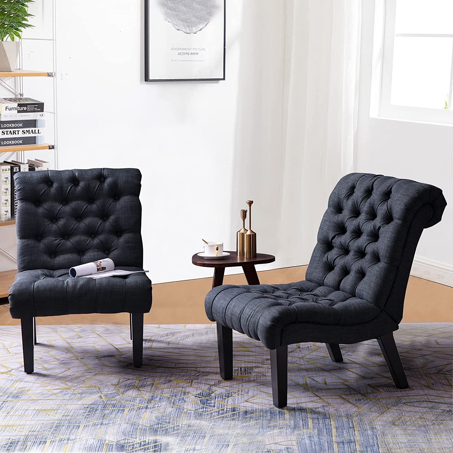 Gray Accent Chair With Wood Legs For Living Room Decor