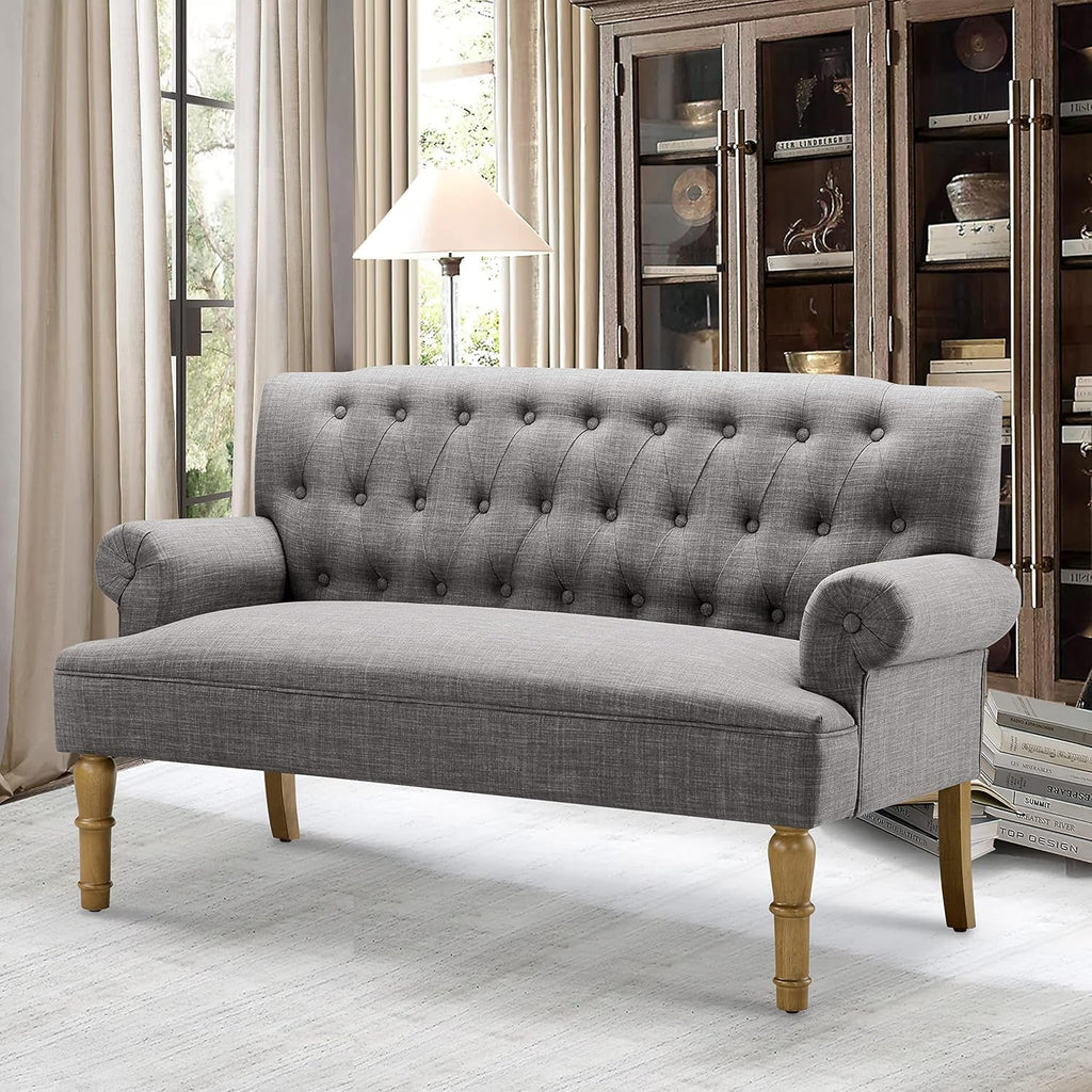 Dove Gray Loveseat Sofa With Button Tufting Sinuous Springs