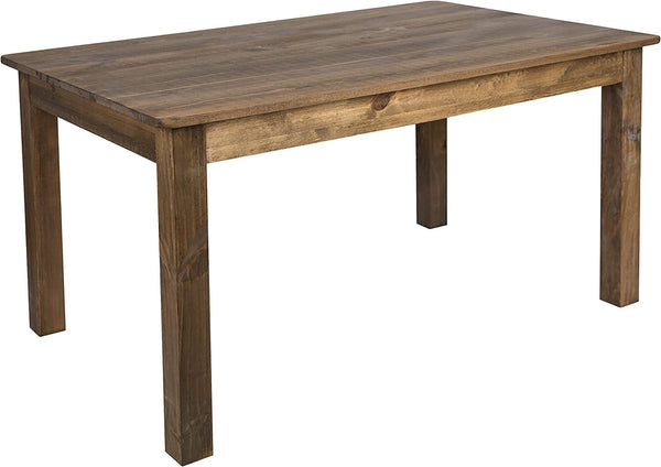 Solid Pine Farmhouse Dining Table In Antique Finish
