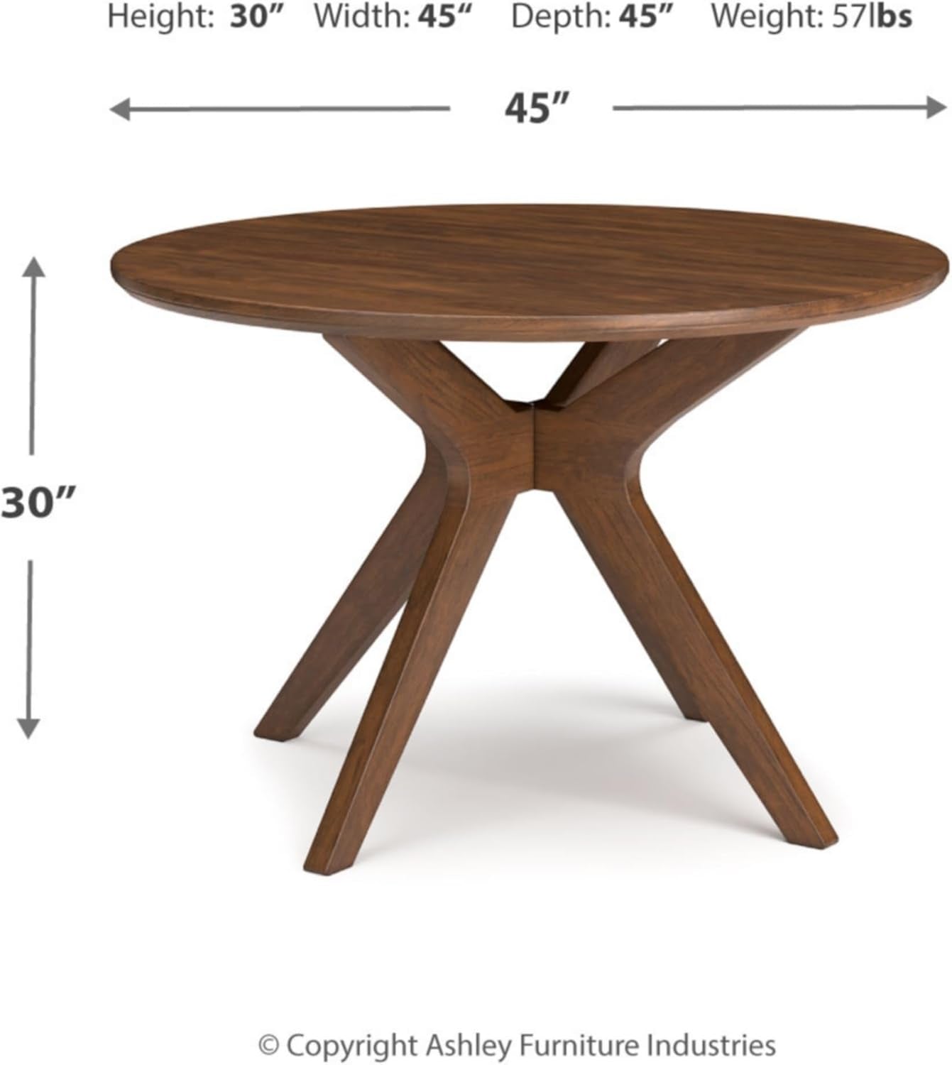 Traditional Round Dining Table Seats 4 Brown Finish Secondary image