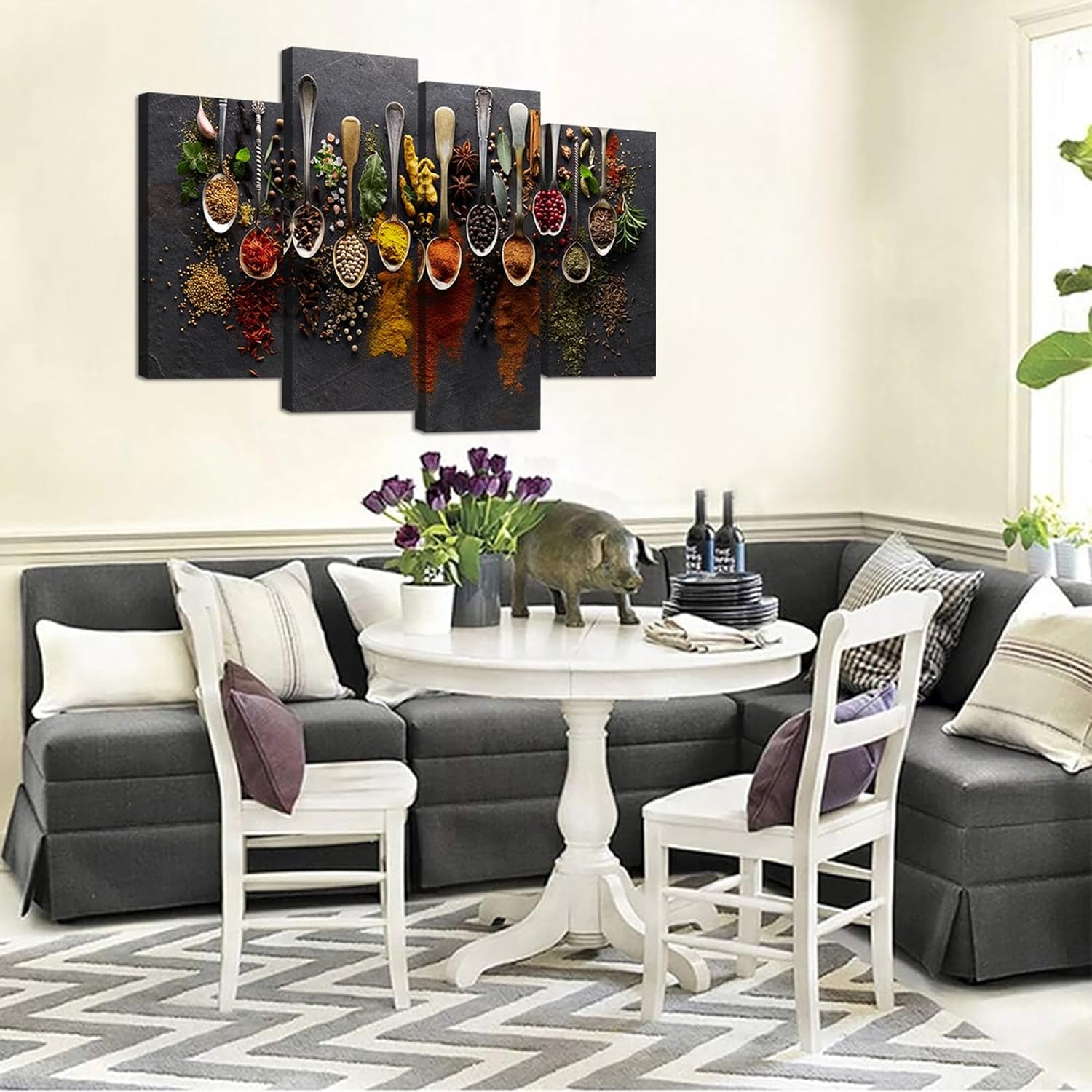 4 Piece Spice Spoon Canvas Art Set For Kitchen Wall Decor Main image