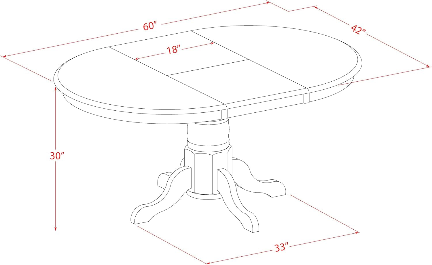 Oval Dining Table 42x60 Inch Butterfly Leaf Finish Secondary image