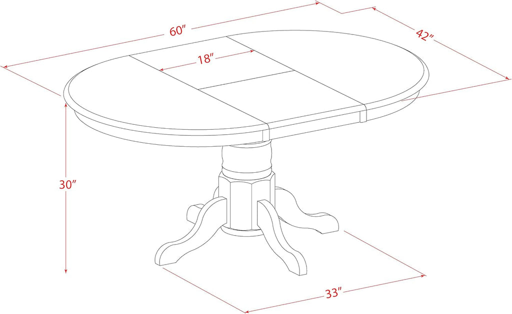Oval Dining Table 42x60 Inch Butterfly Leaf Finish