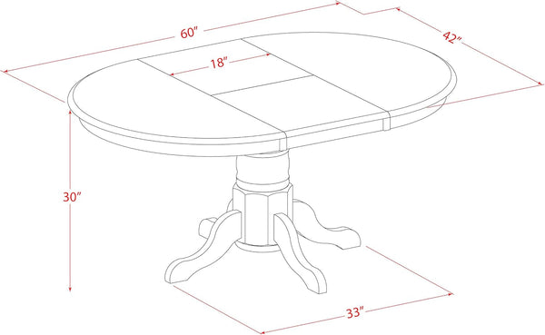 Oval Dining Table 42x60 Inch Butterfly Leaf Finish