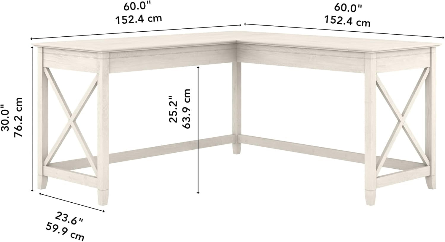 L-Shaped Desk 60W Linen White Oak Modern Farmhouse Secondary image