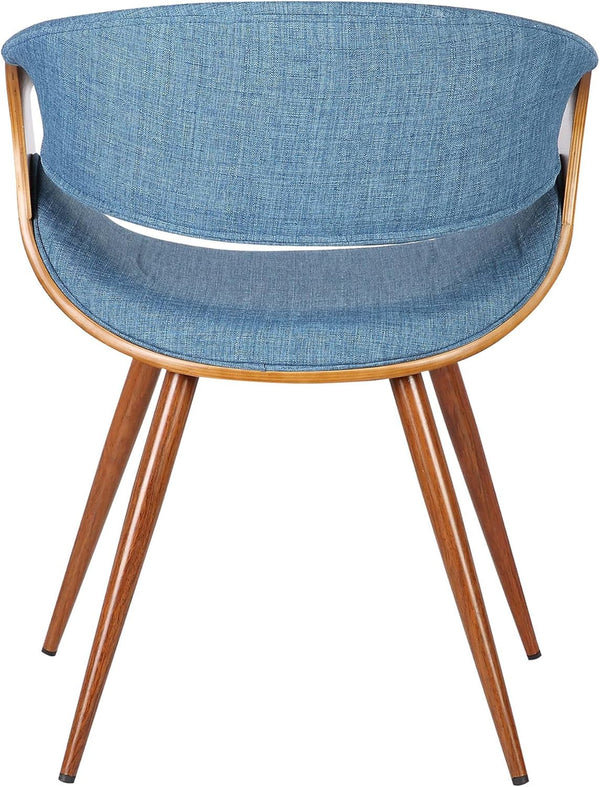 Butterfly Mid Century Modern Dining Chair Blue Upholstery Walnut