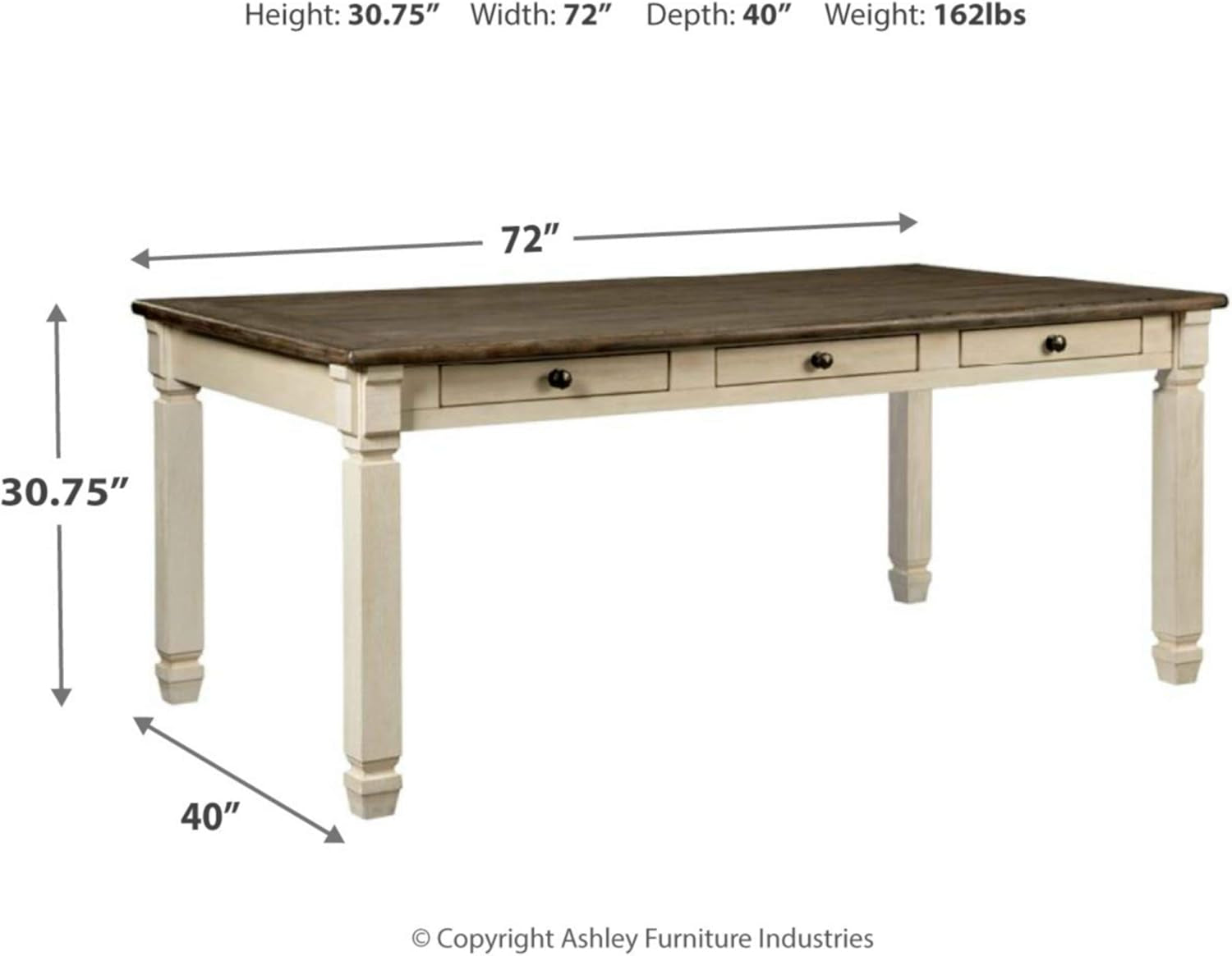Bolanburg Farmhouse Dining Table Drawers Whitewash Seats 6 Secondary image
