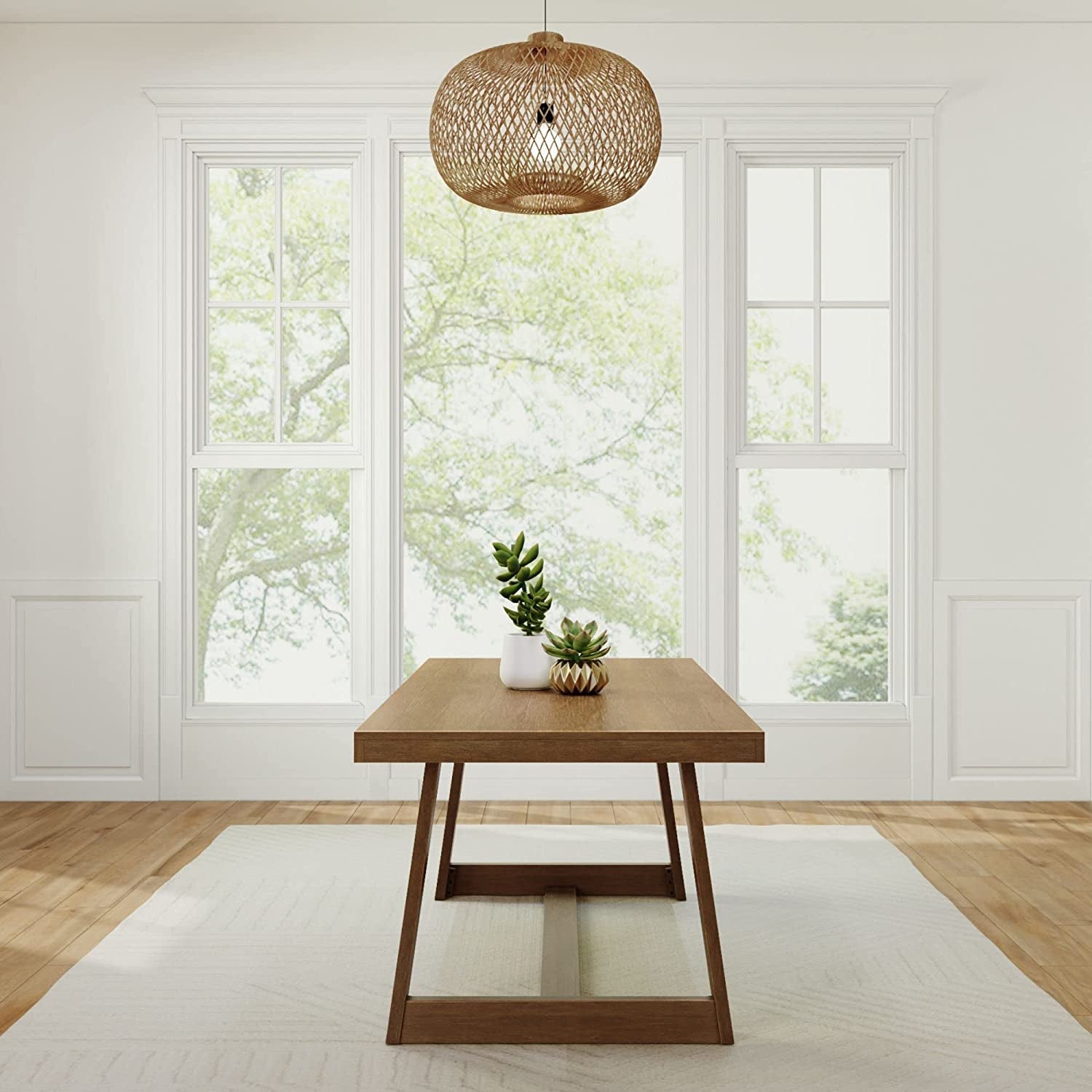 Pecan Wood Dining Table For Six Farmhouse Collection Main image