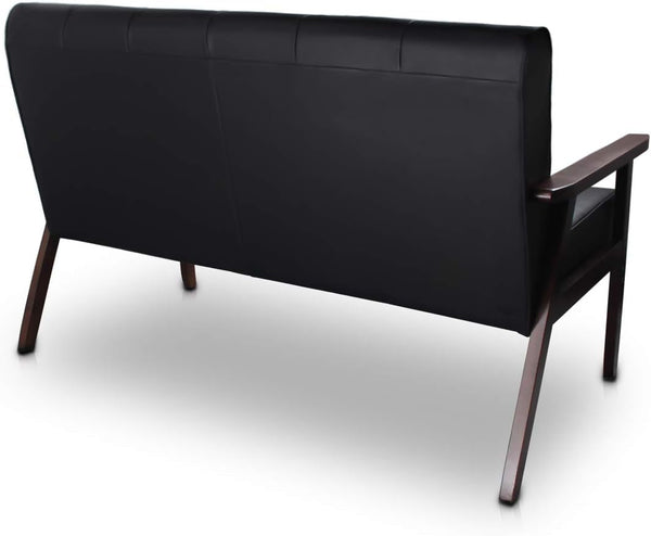 Mid-Century Modern Faux Leather Loveseat Sofa 2-Seat