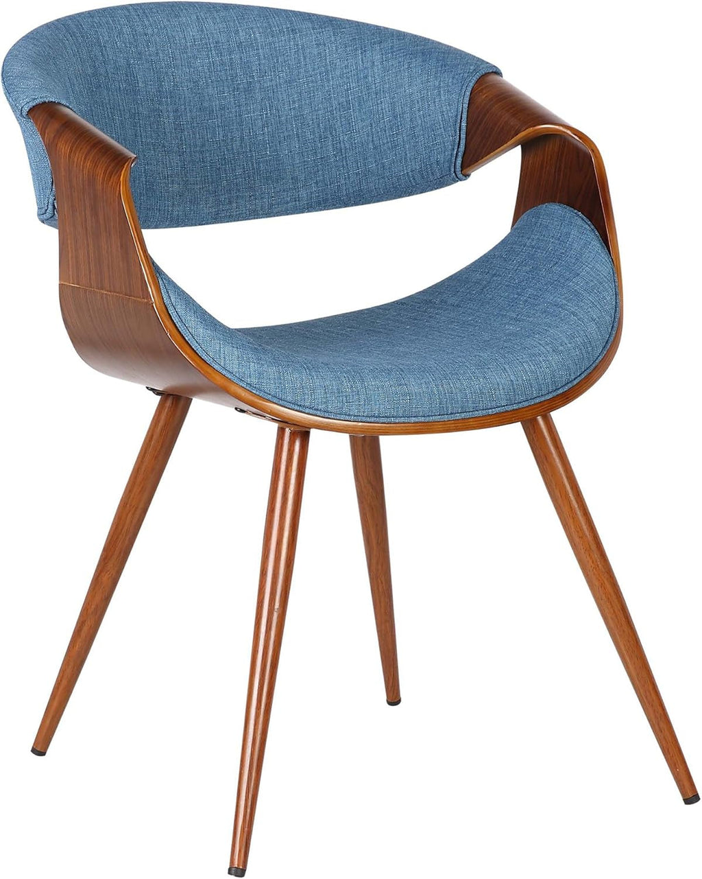 Butterfly Mid Century Modern Dining Chair Blue Upholstery Walnut
