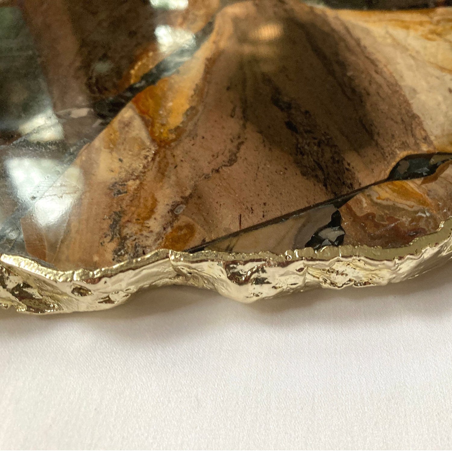 Large Brown Agate Serving Tray With Brass Handles/Personalised