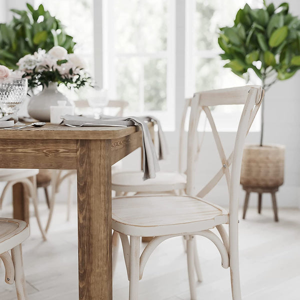 Solid Pine Farmhouse Dining Table In Antique Finish