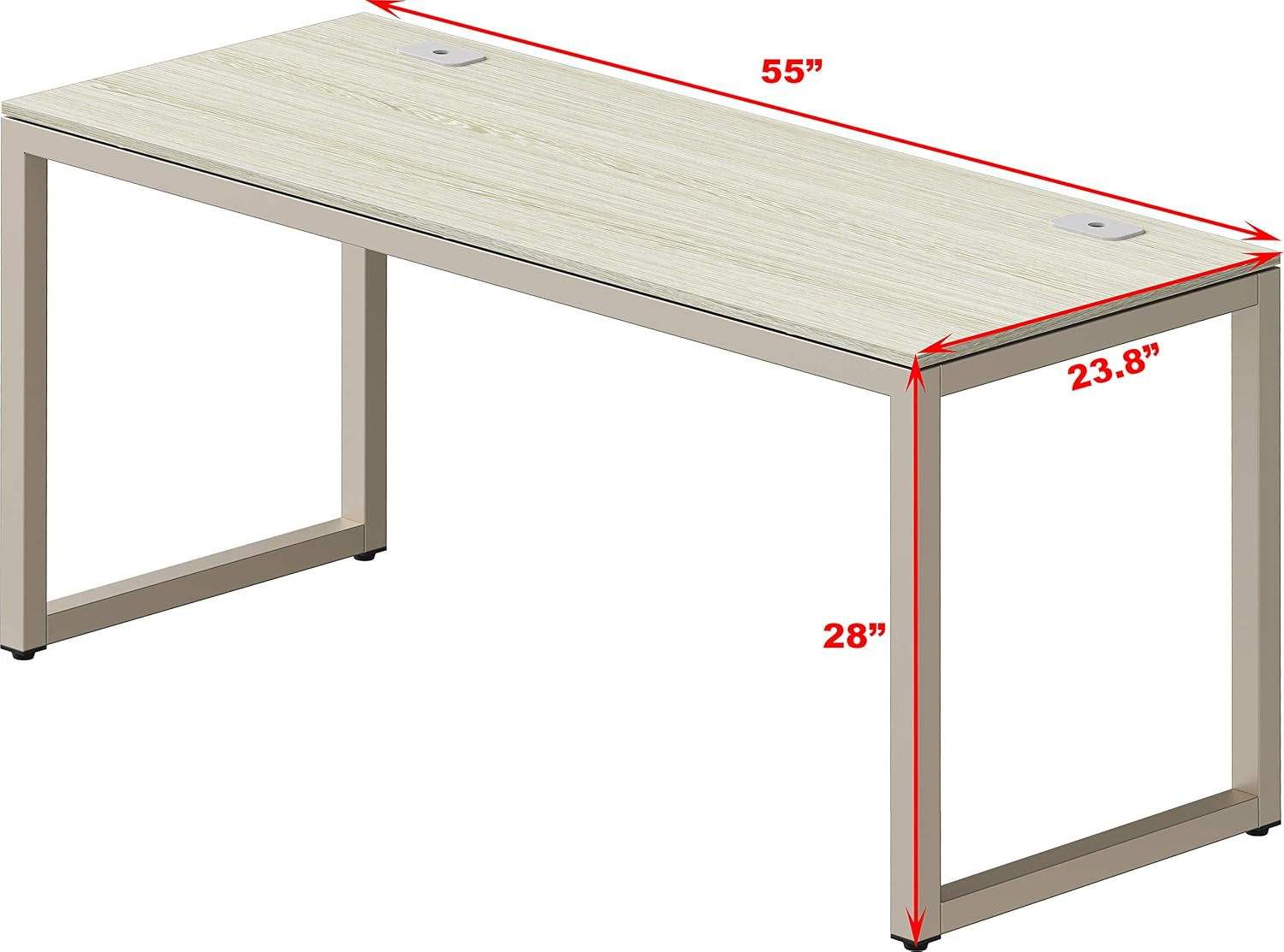 55 Inch Maple Computer Desk With Grommets And Glides Secondary image