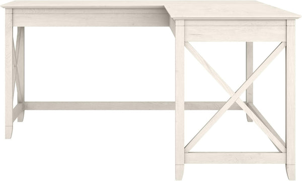 L-Shaped Desk 60W Linen White Oak Modern Farmhouse