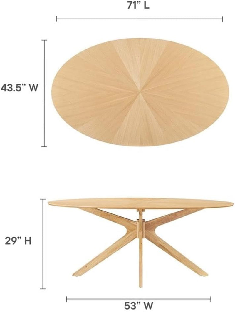 Crossroads 71 Inch Oak Oval Dining Table Mid Century Secondary image