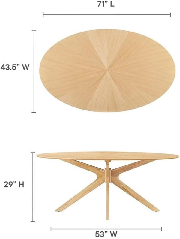 Crossroads 71 Inch Oak Oval Dining Table Mid Century