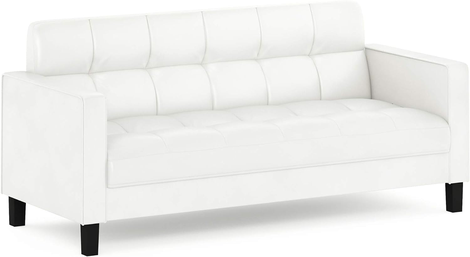Two Seater Tufted Black Faux Leather Loveseat for Living Room