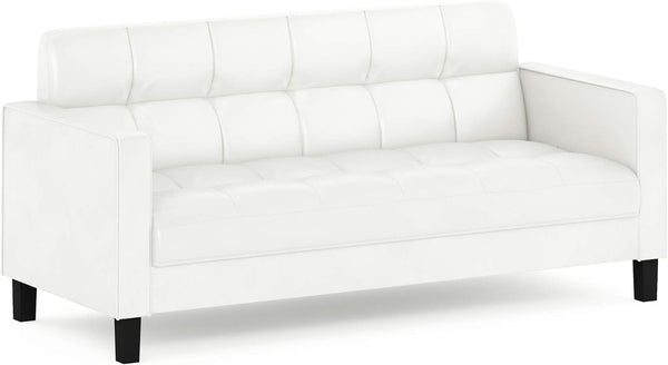 Two Seater Tufted Black Faux Leather Loveseat for Living Room