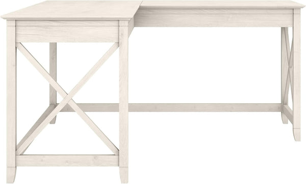 L-Shaped Desk 60W Linen White Oak Modern Farmhouse