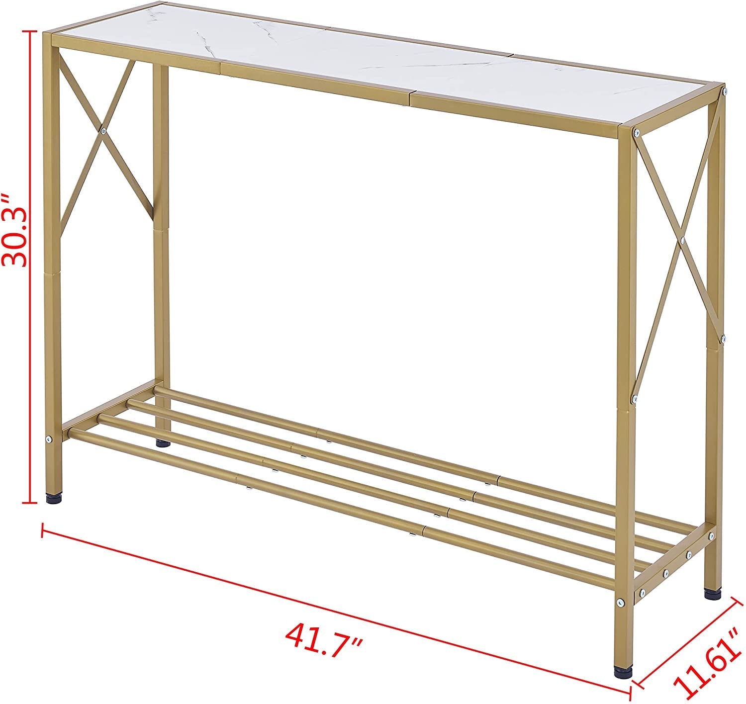 Gold And White Narrow Console Table With Shelves 41 Inch Long Secondary image