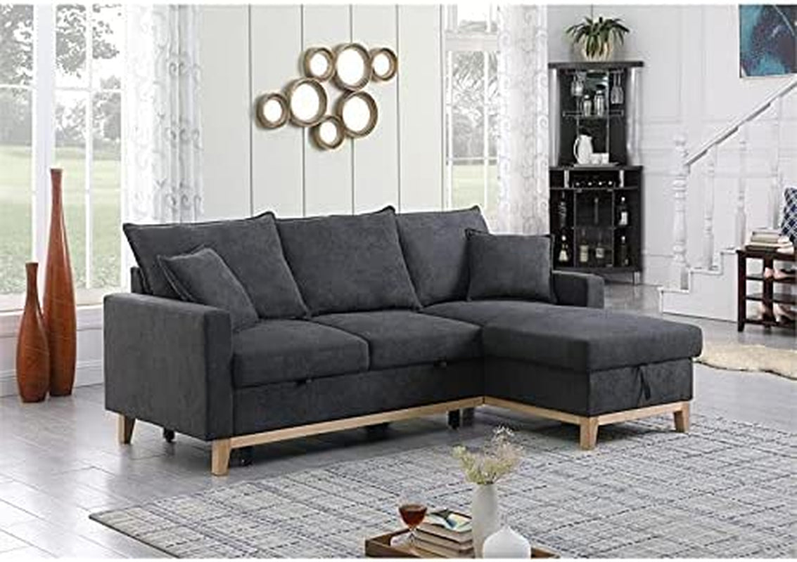 Gray Reversible Sleeper Sectional With Storage Chaise Secondary image