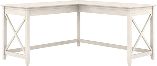 L-Shaped Desk 60W Linen White Oak Modern Farmhouse