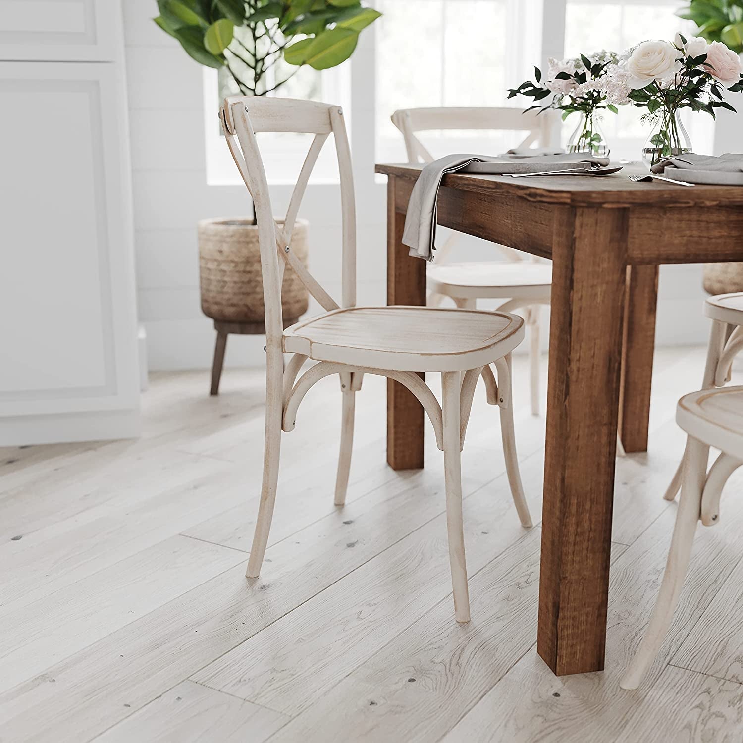 Solid Pine Farmhouse Dining Table In Antique Finish Secondary image