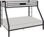 Twin XL Queen Bunk Bed In Sandy Black Finish Metal Slats