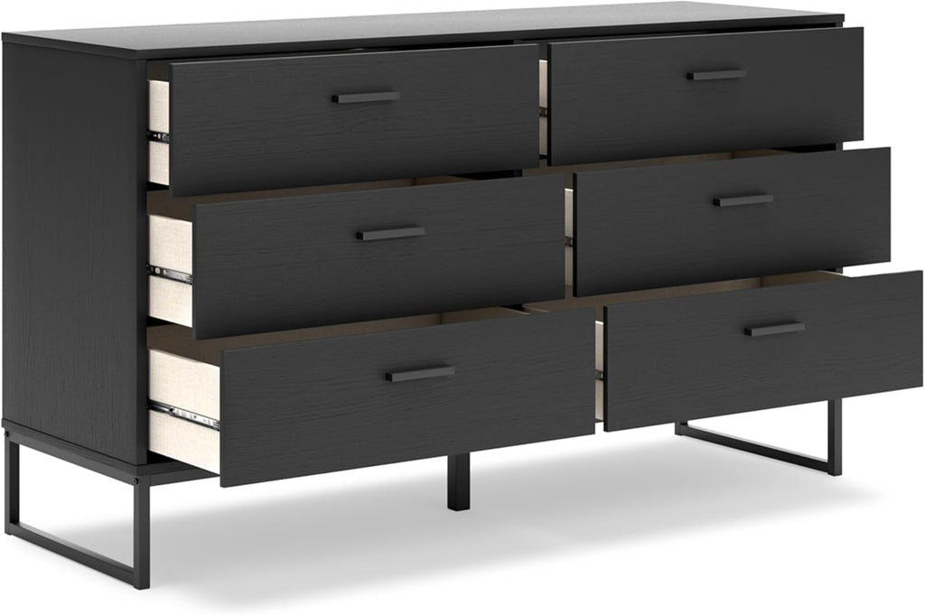 Socalle Modern 6-Drawer Dresser Black With Safety Stop
